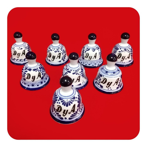 Imagen 4 de 9 de Set 40 Campanas Talavera Poblana Personalizada Iniciales Cmp