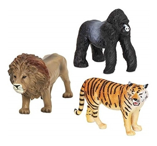 Muñeco Animales De La Selva (león, Tigre Y Gorila)