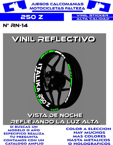 Calcomanias Stickers Rines Italika 250z 250 Z Reflejantes