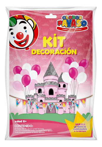 Kit Decoracion C/30 Globos Payaso #9 Princesas