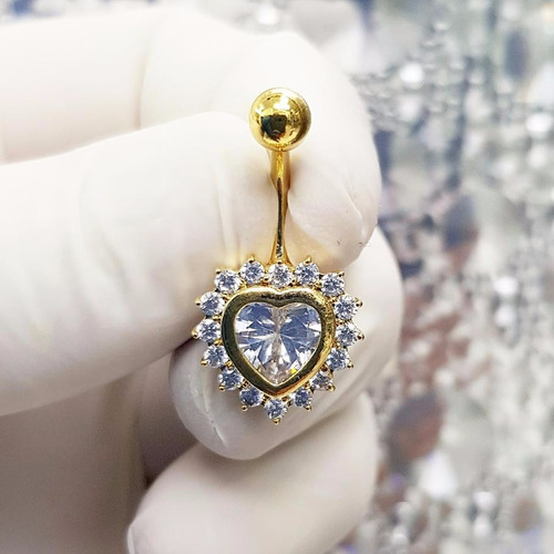 Imagen 5 de 6 de Piercing Ombligo Corazón Strass Piercing Argentina ®