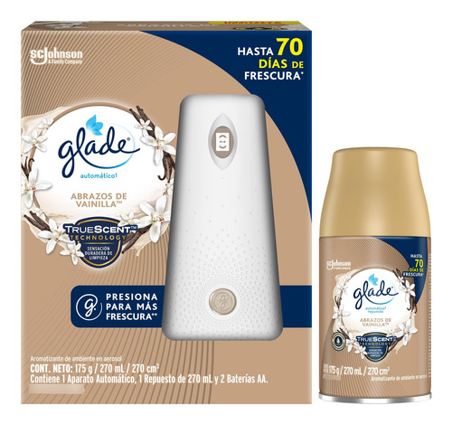 Aromatizante Glade Para Hogar Automático Abrazos De Vainilla
