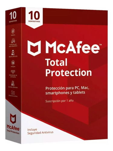 Antivirus Mcafee Total Protection Para 10 Dispositivos 1 Año