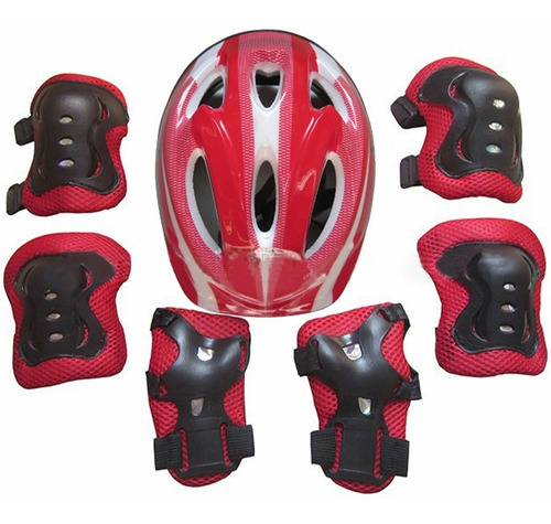 Kit De Casco, Rodilleras, Muñequeras Y Coderas Para Niños