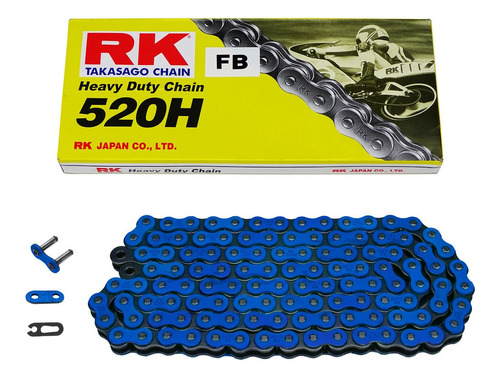 Cadena Moto Rk 520 X 118 H Reforzada Cross Enduro Azul