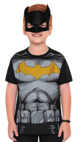 Camiseta Infantil Batman Com Máscara Fakini 02449 Tam 4 À 10