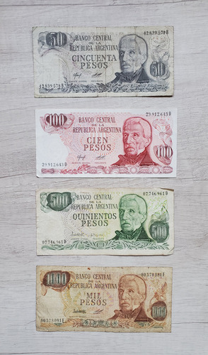 Billetes Antiguos 50/100/500/1000 Pesos Argentina (Usado)