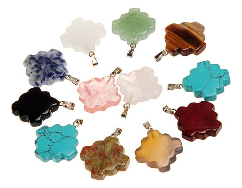 Collar Con Colgante De Piedras Naturales Para Muje 12pcs Mix