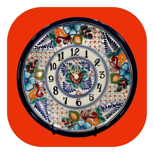 Imagen 2 de 2 de Reloj De Talavera Poblana Redondo Liso De 30 Cm En Color