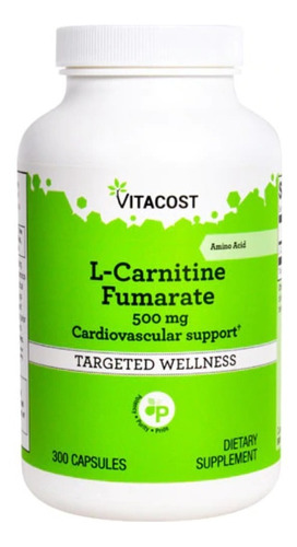 L-carnitina Fumarato 500mg 300 Cápsulas Salud Cardiovascular