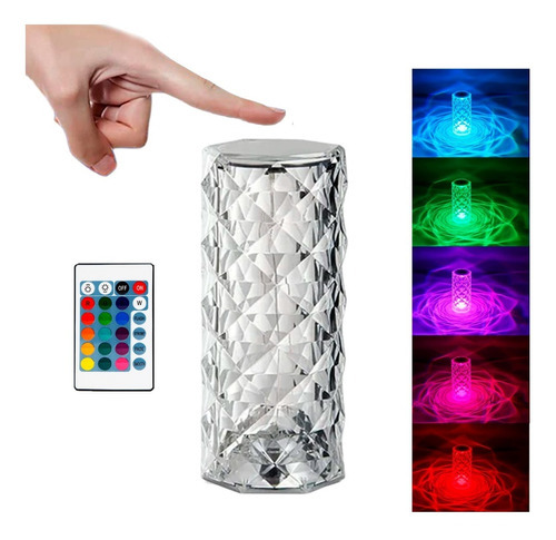 Lámpara Velador Led Recargable Luz De Noche Rgb Usb Acrílico