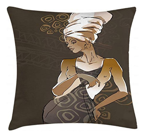 Ambesonne African Throw Pillow Funda De Cojín, Boceto De Lad