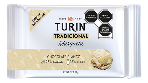 Turin Marqueta Chocolate Blanco Para Repostería 1kg