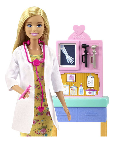 Barbie Juego De Pediatra, Muñeca Rubia (12 Pulgadas), Mesa D