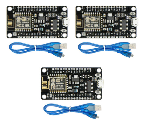 3 Piezas Modulo Wifi Esp8266 Lua Nodemcu Node Mcu + 3 Cables