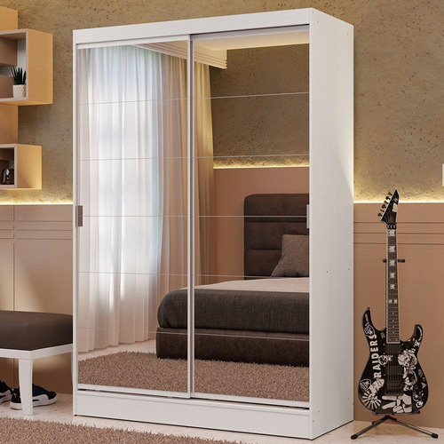 Ropero Closet Madesa 2 Puertas 2 Espejos Con Pies Bb Color Blanco