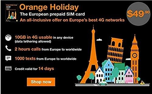 Orange Holiday Europe - Tarjeta Sim Prepaga - 10gb De Datos