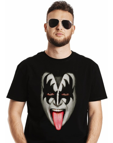 Polera Kiss Gene Simmons Lengua Face Tongue Rock Impresión D