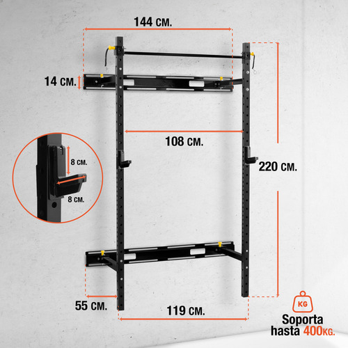 Rack Para Pared Gimnasio Multifuncional Para Pesas Altera Hagen Tapizado Negro