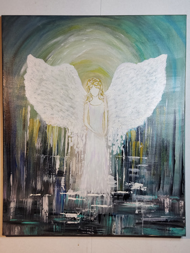 Cuadro «angel Espiritual» 50x60 Pintado A Mano Réplica 