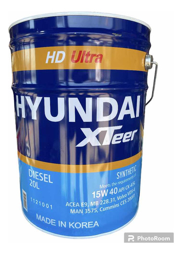 Aceite Hyundai Xteer 15w40 Diésel 20 Litros Sintetico