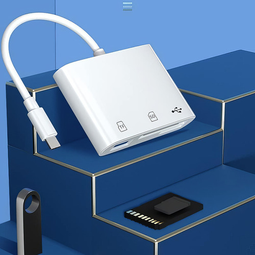 Lector De Tarjetas De Memoria Sd Tf Con Usb 3 En 1 Adaptador