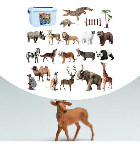 Caixa De Armazenamento De Modelos De Animais Incluiu Animais