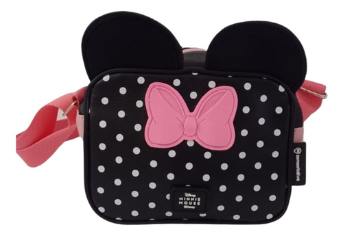 Bolsa New Shoulder Bag Minnie Mouse Disney Acambamento Dos Ferragens Níquel Cor Preto Correia De Ombro Rosa