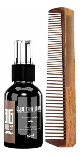 Kit Óleo Para Barba Hidratante 60ml E Pente Duplo Big Barber Fragrância Profissional