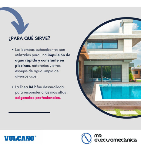 Imagen 2 de 10 de Bomba Pileta Vulcano Autocebante Bap100 1 Hp