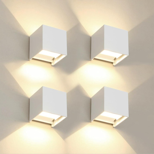 4 Pcs Luces De Pared Exteriores Led De 12w Lámparas De...