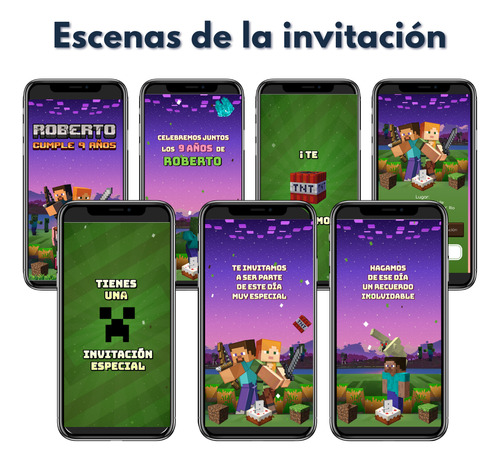 Invitación Digital Web Interactiva Animada Minecraft