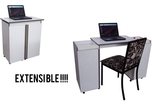Mesa Auxiliar Extensible Con Puertas Y Ruedas 70cm Cerrada