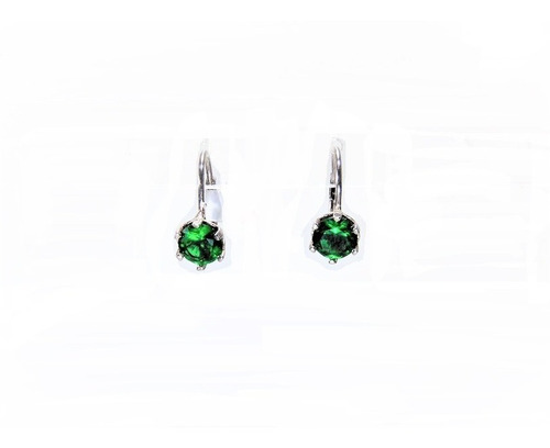 Aros De Plata Colgante Cristal Verde 15x7mm P691