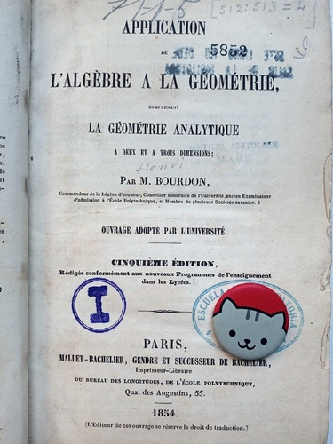 Libro Application De L'aLGèbre A La Géométrie Bourdon 118g8