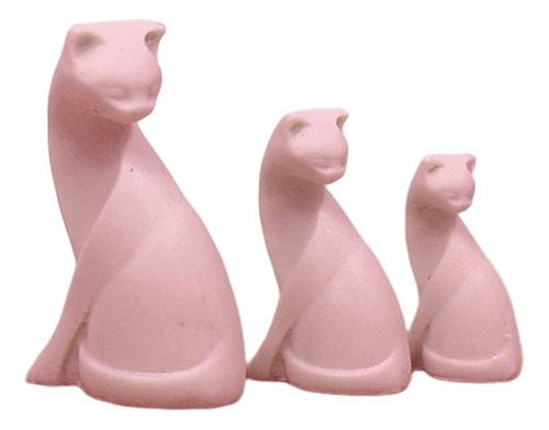 * 4 Figura De Gato En Miniatura Hecha A Mano Para Casa De