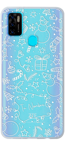 Funda Para Zte Diseño Navideño Personalizada Con Nombre