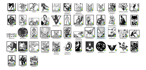 Cuadros Marvel Y Dc. Vectores Digitales Corte Laser