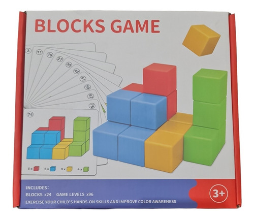 Blocks Game. Juguete Didáctico Con 24 Cubos Y 48 Láminas