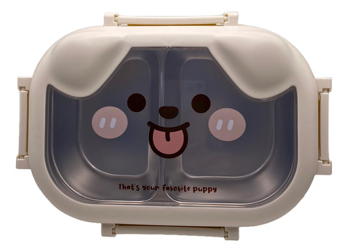 Tupper Lonchera Escolar Hermética Con Divisiones Perrito Perrito Beige Animales