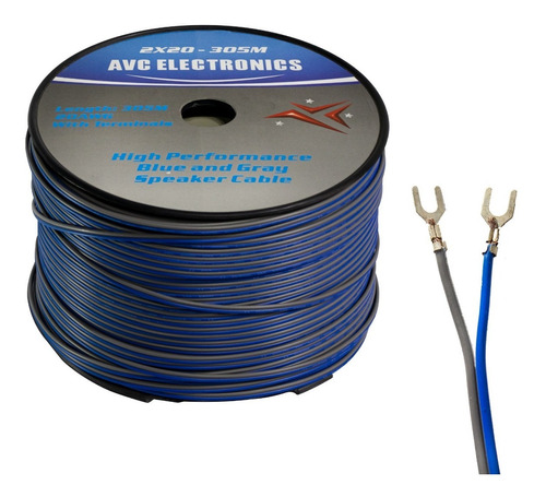 Cable Polarizado Avc 2x20 Azul-gris 305mts