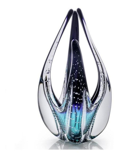 Escultura Em Cristal Murano Esmeralda E Preto 33cm