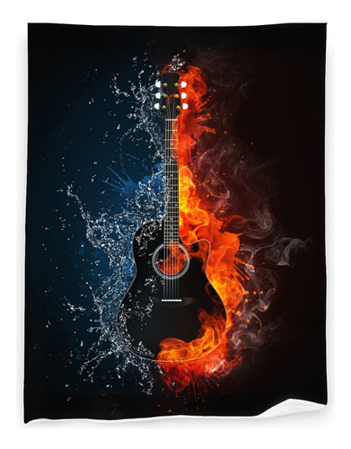 Manta De Tiro De Guitarra De Fuego Y Agua, Suave, Ligera, Cl