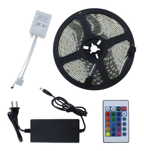 Imagen 4 de 6 de Kit Completo Tira Luces Luz Led 5050 Rgb + Control + Fuente