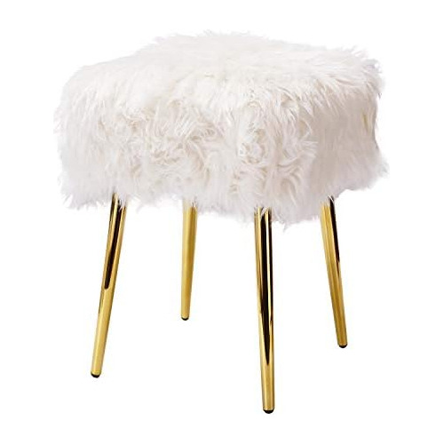 Square Faux Fur Ottoman Bench, Foot Rest Stool/seat, Mo...