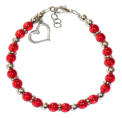 Pulsera De Corazón Rojo Con Cuentas Huecas Ocultas Para Conc