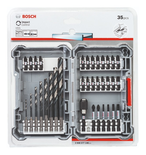 Set Mechas Acero Rapido Enc. 1/4 + Puntas Bosch Impact 35 Pz