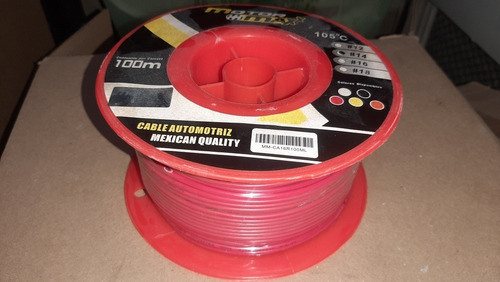 Rollo De Cable Automotriz N 14 Color Rojo 105° C 