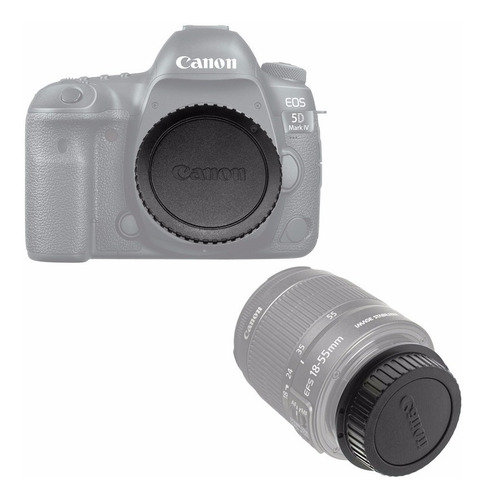 Kit Tapa Trasera Lente Y Tapa Cuerpo Con Logo Canon