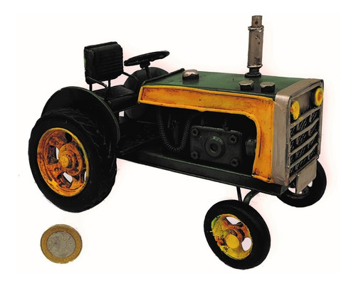 Tractor Antiguo Decorativo Metal 16cm Replica A Escala